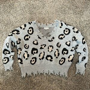 Distressed cheetah sweater!